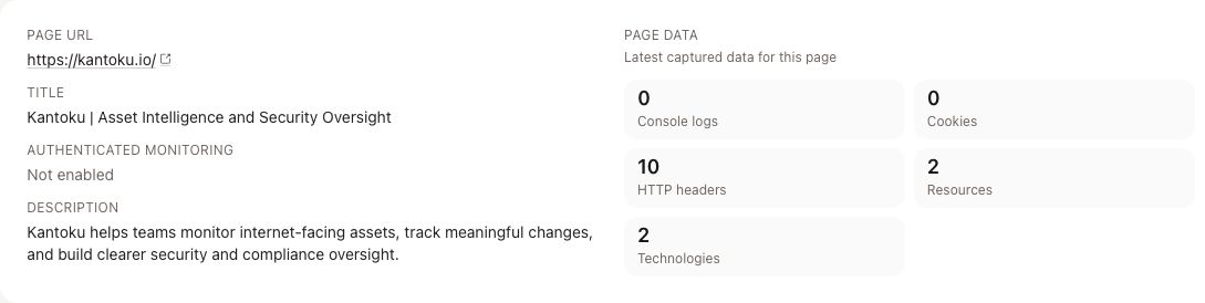 Observed page details and collected page evidence